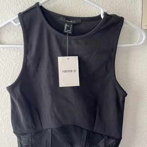 Forever 21 Black Tank Top with Lace Bottom